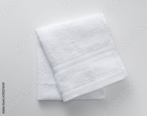 Canvas Print A towel placed on a white background. View from above