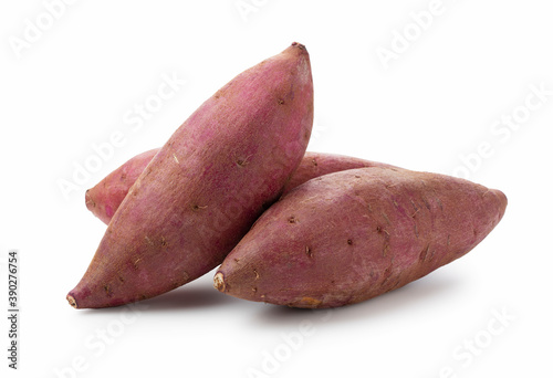 Sweet potatoes on a white background