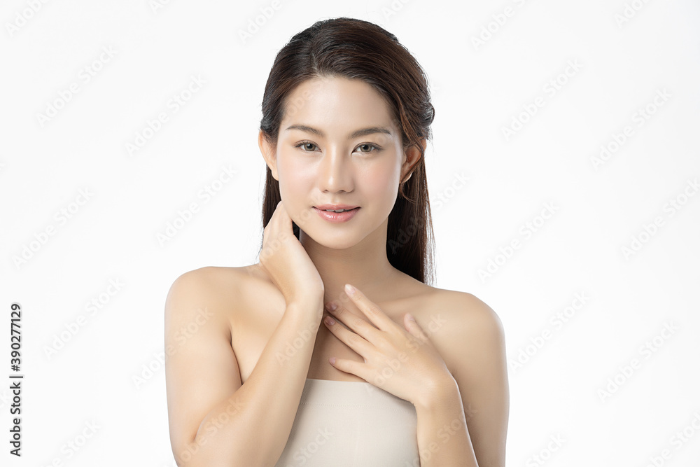 Beautiful young asian woman with clean fresh skin on white background, Face care, Facial treatment, Cosmetology, beauty and spa, Asian women portrait Beautiful young asian woman with clean fresh skin on white background, Face care, Facial treatment, Cosmetology, beauty and spa, Asian women portrait
