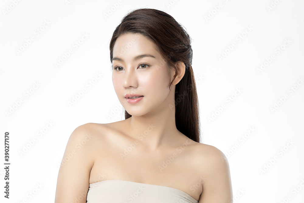 Beautiful young asian woman with clean fresh skin on white background, Face care, Facial treatment, Cosmetology, beauty and spa, Asian women portrait Beautiful young asian woman with clean fresh skin on white background, Face care, Facial treatment, Cosmetology, beauty and spa, Asian women portrait