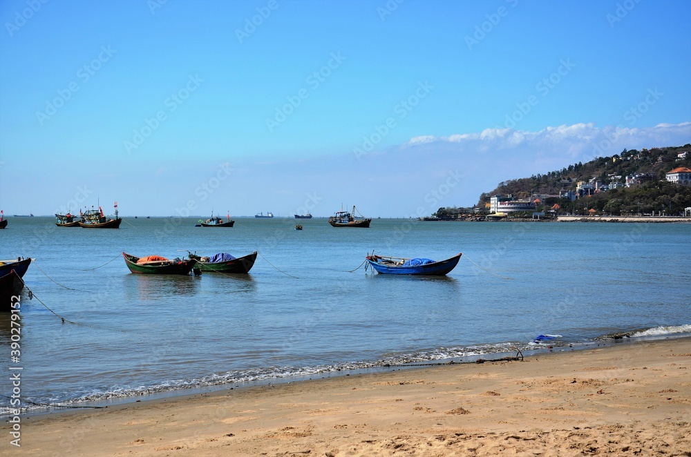 boats on the beach in Vung Tao Vietnam boats on the beach in Vung Tao Vietnam