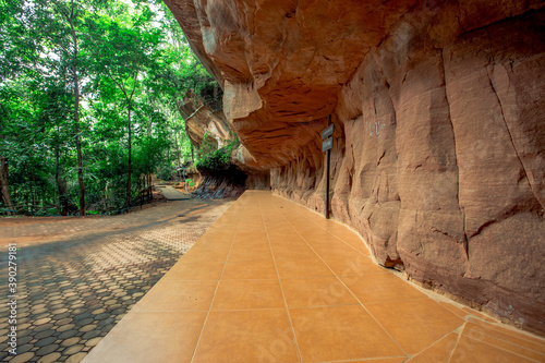 WatPhuTok-BuengKan:June19,2020, the atmosphere within the religious and natural tourist attractions,with a wooden bridge to see the Buddha, the people or tourists come to make merit Si Wilai,Thailand photo