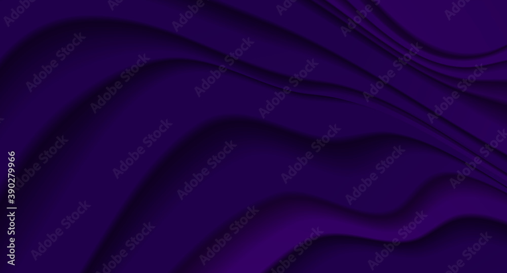 Fototapeta premium Dark violet smooth refracted waves abstract background. Vector elegant design