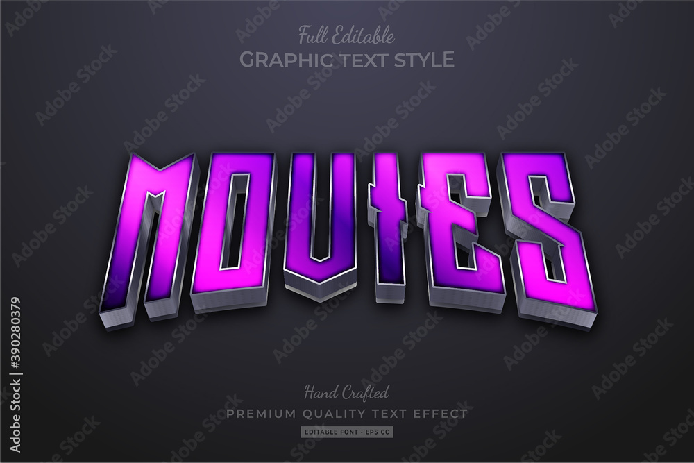 Movies Purple Editable Text Effect