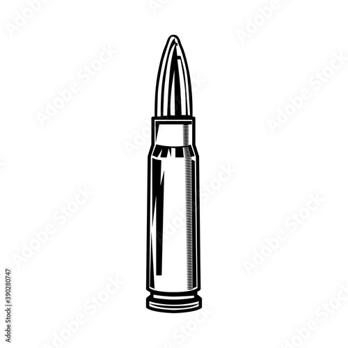 Gun cartridge vector illustration. Shotgun shell, bullet caliber of weapon. Handgun or ammo concept for gang emblems or tattoo templates