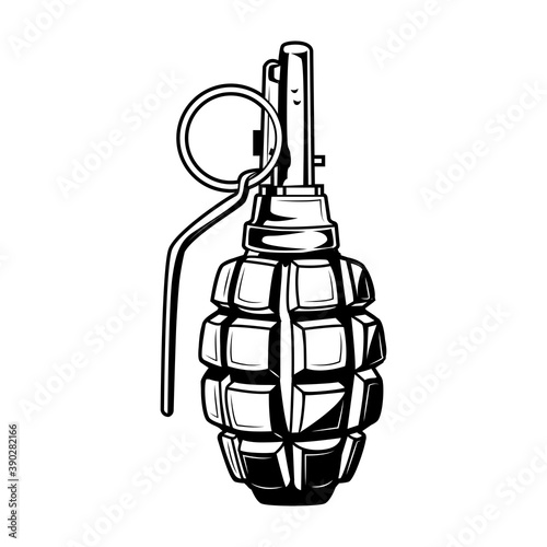 Hand grenade vector illustration. Vintage monochrome ammunition element. Military or army concept for labels or emblems templates © Bro Vector