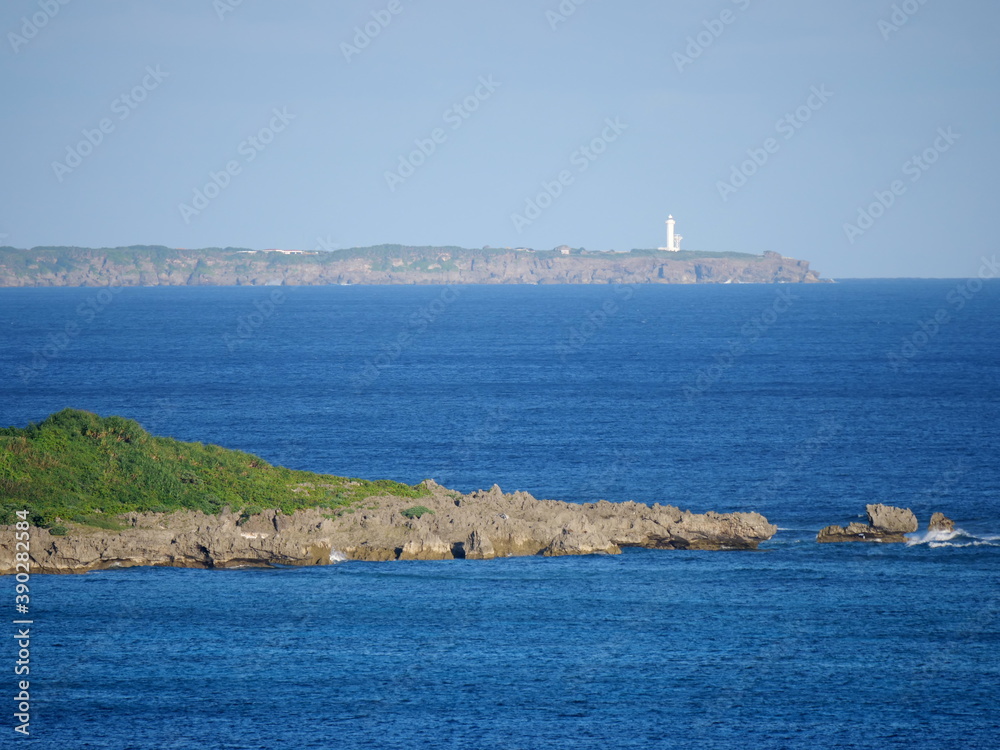 Okinawa,Japan-October 29, 2020:  Higashi Hennazaki Lighthouse in Miyakojima island
