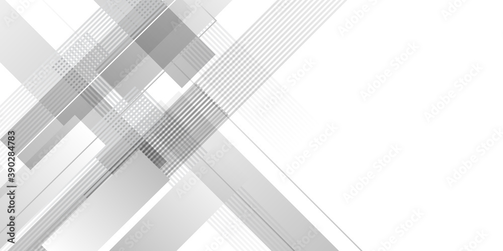 Fototapeta premium Simple white abstract presentation background with lines stripes and geometric shapes