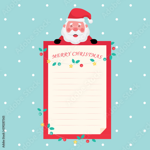 Christmas and new year festive greeting card collection feature a santa claus on light blue background