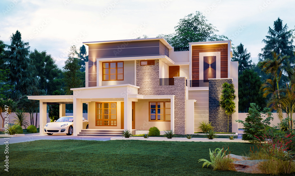 3D DIGITAL ILLUSTRATION OF A HOUSE ELEVATION 3D DIGITAL ILLUSTRATION OF A HOUSE ELEVATION