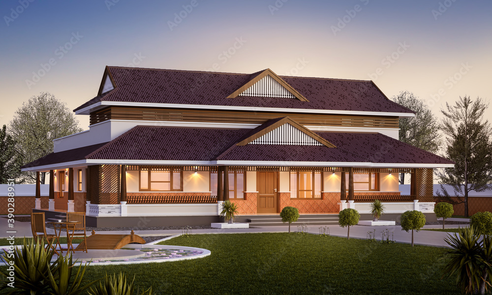 3D DIGITAL ILLUSTRATION OF A HOUSE ELEVATION 3D DIGITAL ILLUSTRATION OF A HOUSE ELEVATION