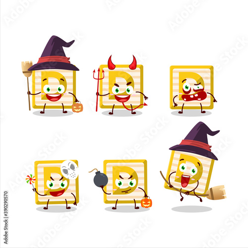 Halloween expression emoticons with cartoon character of toy block D