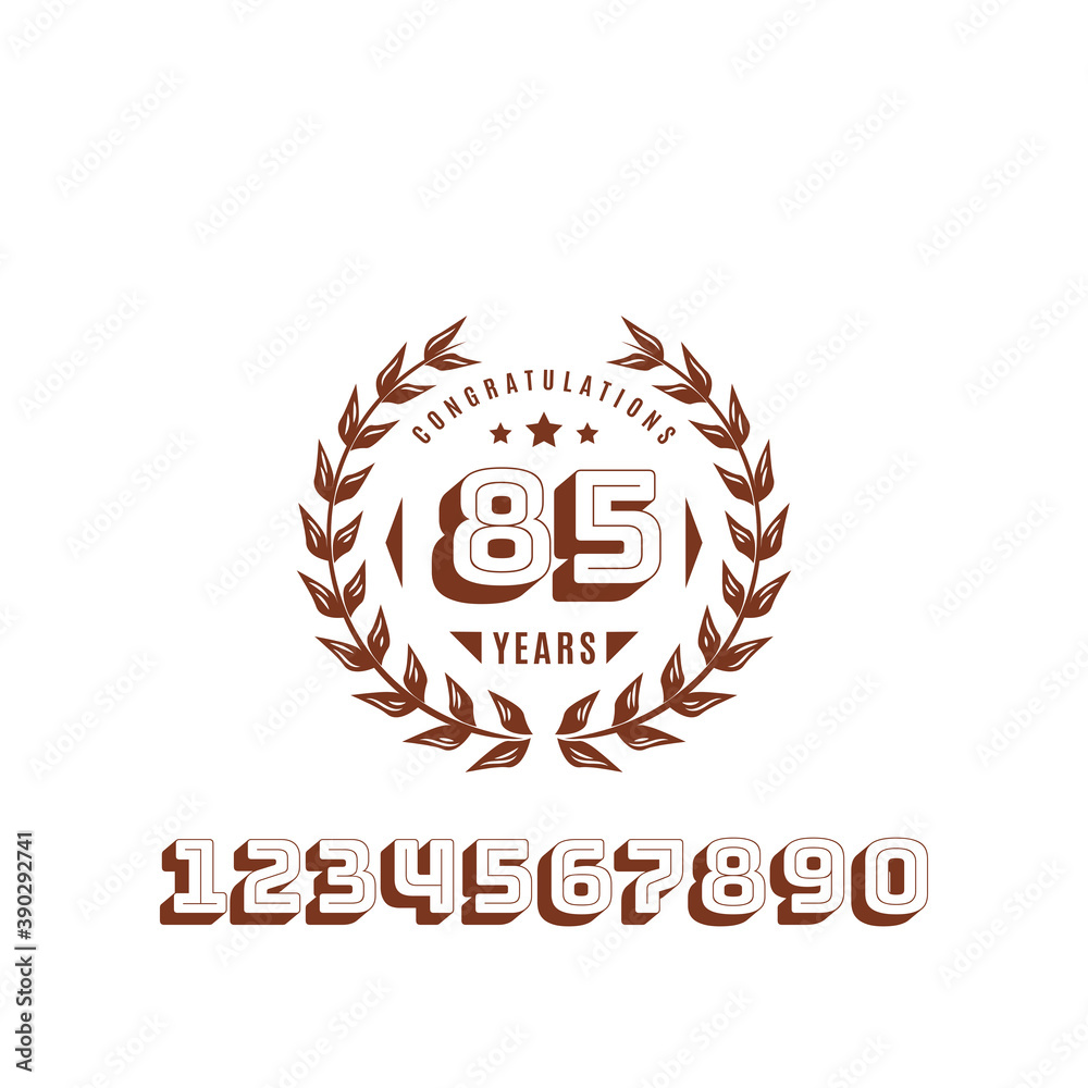 85 years anniversary logo template. Vector and illustration 85 years anniversary logo template. Vector and illustration