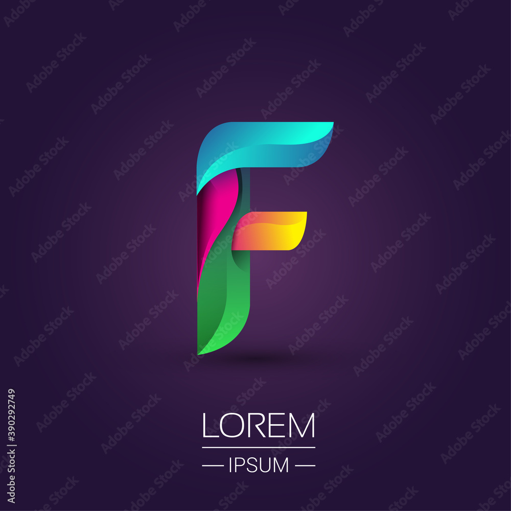 Obraz premium F letter colorful logo, Vector design template elements for your Logo And company identity.