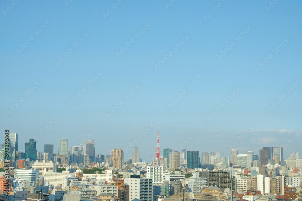 東京のビル群と東京タワー
