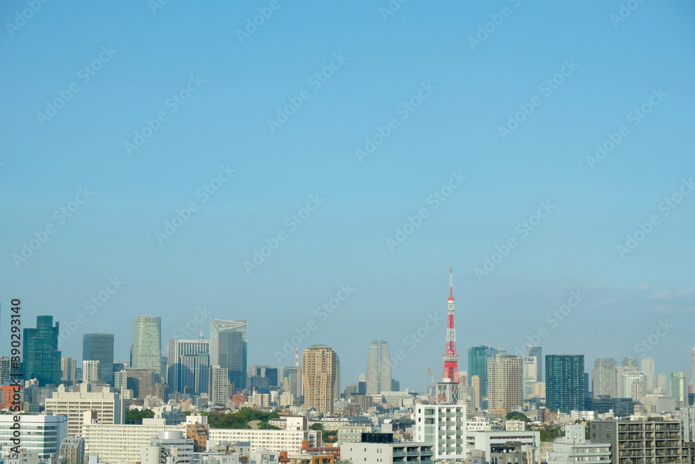 東京のビル群と東京タワー
