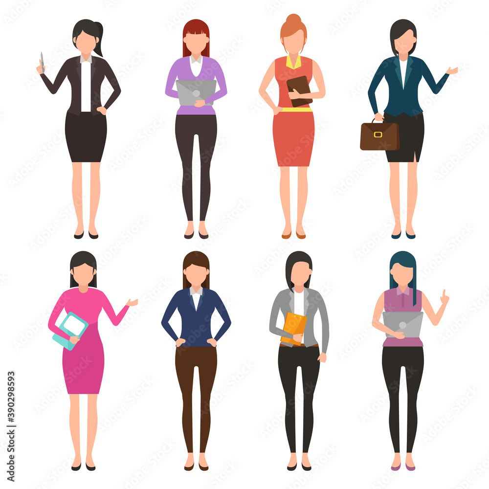 Fototapeta premium business women character with different pose and different suit vector