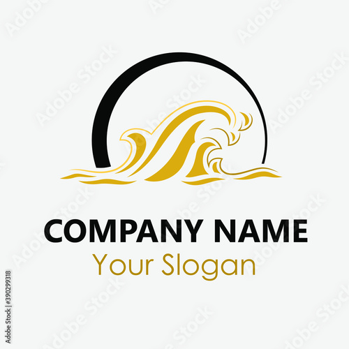 Abstract water wave vector logo concept. Swimming, surf, villa, cosmetic business template