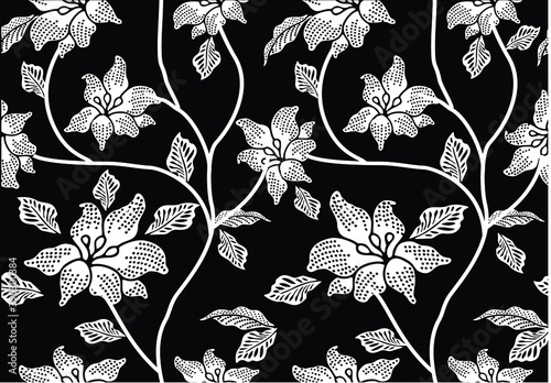 Batik Indonesian: is a technique of wax-resist dyeing applied to whole cloth, or cloth made using this technique originated from Indonesia. EPS 10