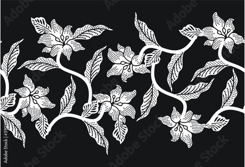 Batik Indonesian: is a technique of wax-resist dyeing applied to whole cloth, or cloth made using this technique originated from Indonesia. EPS 10