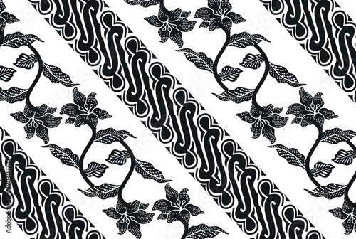 Batik Indonesian: is a technique of wax-resist dyeing applied to whole cloth, or cloth made using this technique originated from Indonesia. EPS 10