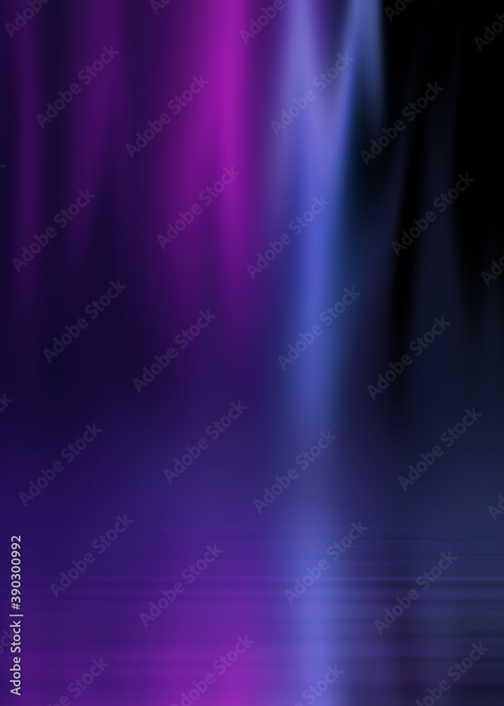 Dark abstract background with ultraviolet neon glow. Blurry neon