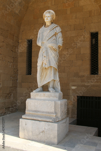 Palace of the Grand Master, ancient statues in the yard, Rhodes, Greece