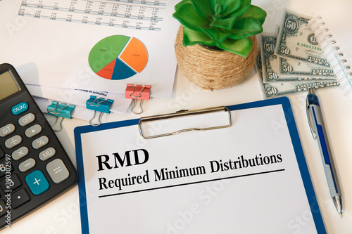 Obraz na płótnie Paper with Required Minimum Distributions RMD on a table