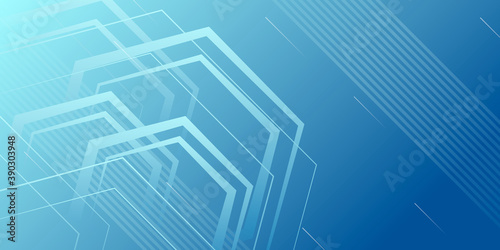 Light blue abstract presentation background with hexagonal lines and shapes. Futuristic technology element background