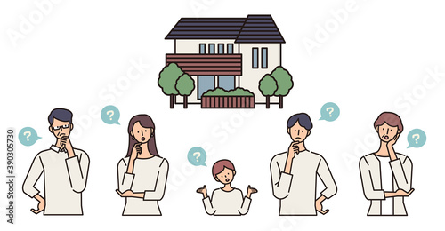 二世帯住宅のイラスト 家族のベクターイラスト
