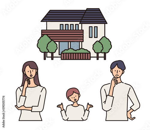 二世帯住宅のイラスト 家族のベクターイラスト