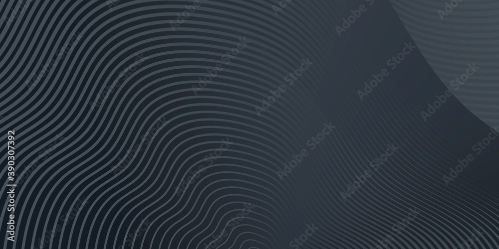 Fototapeta premium Black abstract background with wavy curve lines for technology background
