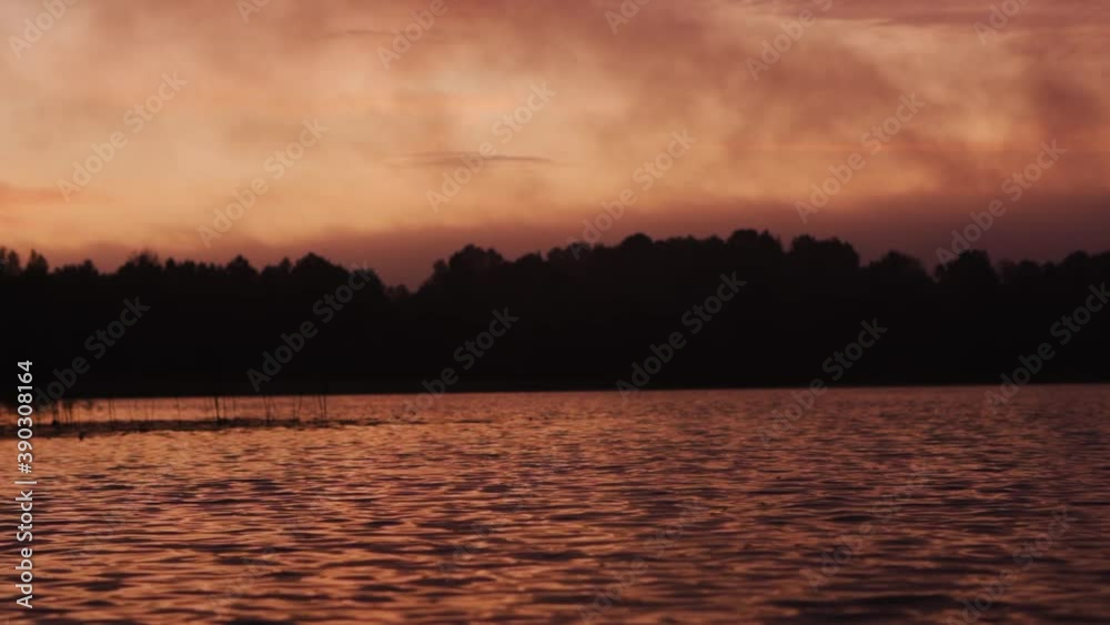 Golder and Misty Sunrise at a Lake Golder and Misty Sunrise at a Lake