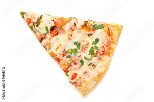 slice of pizza isolated on a white background