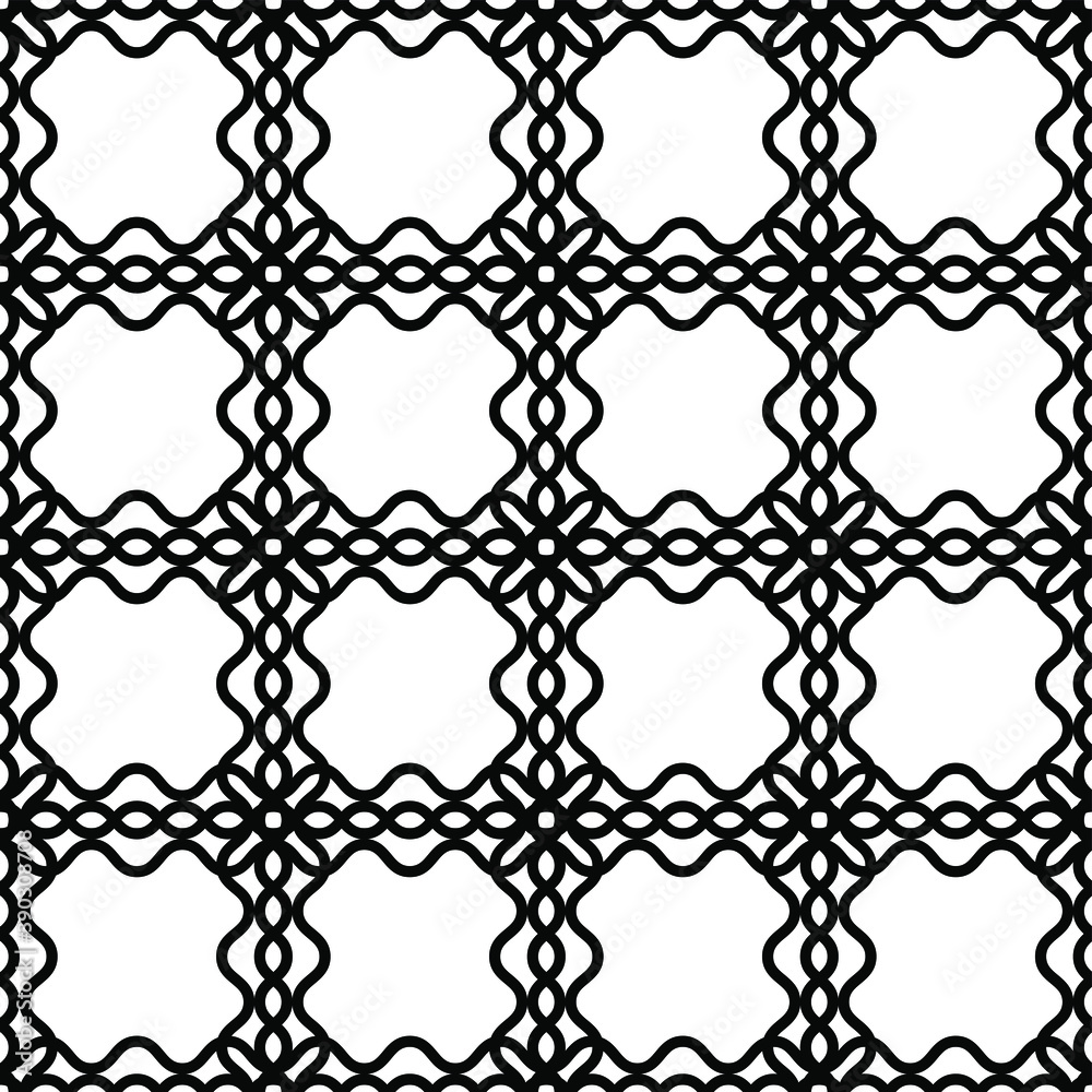 Fototapeta premium Seamless vector black and white pattern. Geometric background for fabric, textile, wrapping etc.