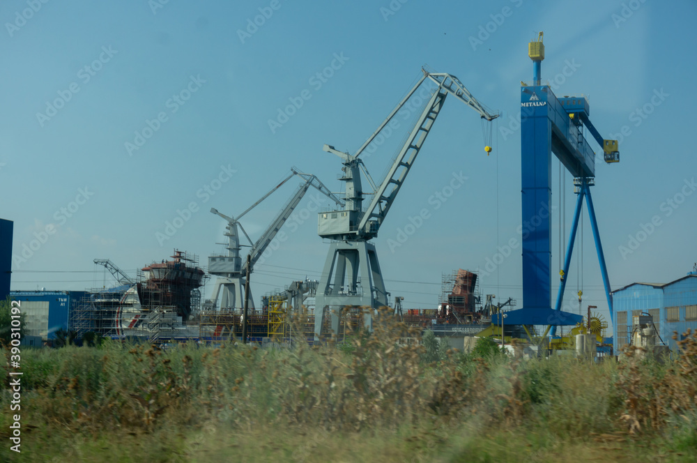 Harbor cranes Constanta Romania