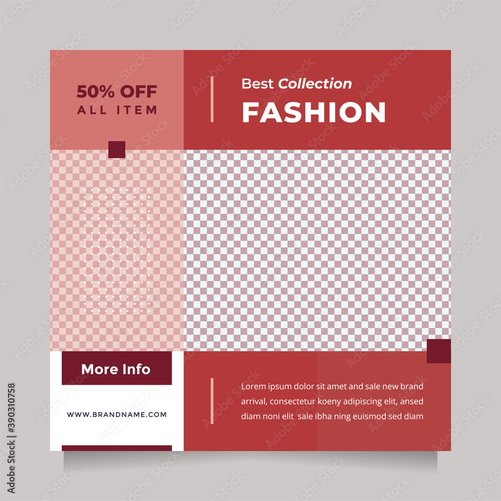 Modern red fashion sale design social media post and web banner template for digital marketing. Editable promotion design brand fashion and other product. Editable business and Instagram concept