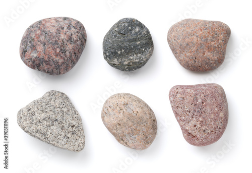 Collection Of Various Stones Isolated On White