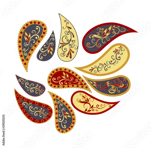 Vector decorative design Paisley, floral elements.