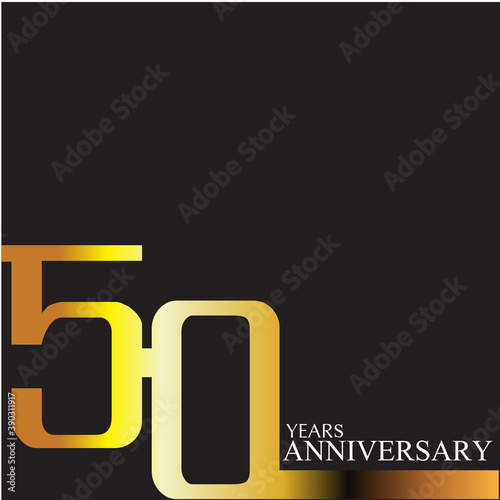 50 years gold anniversary celebration simple logo, isolated on dark background