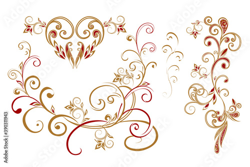 Vector decorative design Paisley  floral elements.