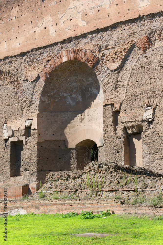 3rd century Baths of Caracalla, ruins of ancient Roman public baths, Rome, Italy