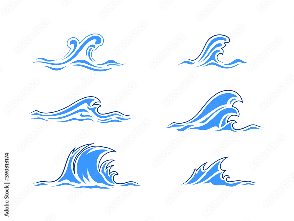 Set of Wave water icon vector template for business/company Set of Wave water icon vector template for business/company