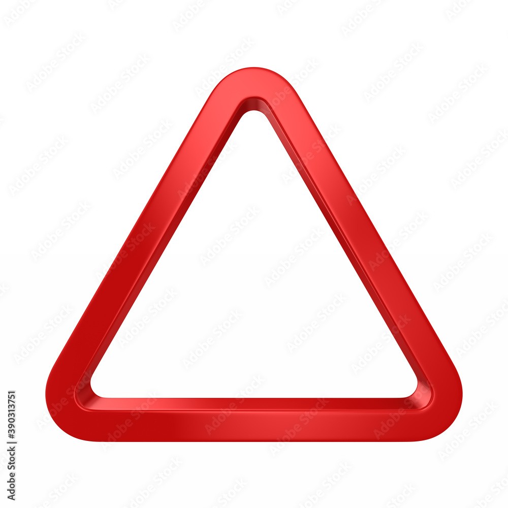 Red triangle on white background. Isolated 3D illustration Red triangle on white background. Isolated 3D illustration