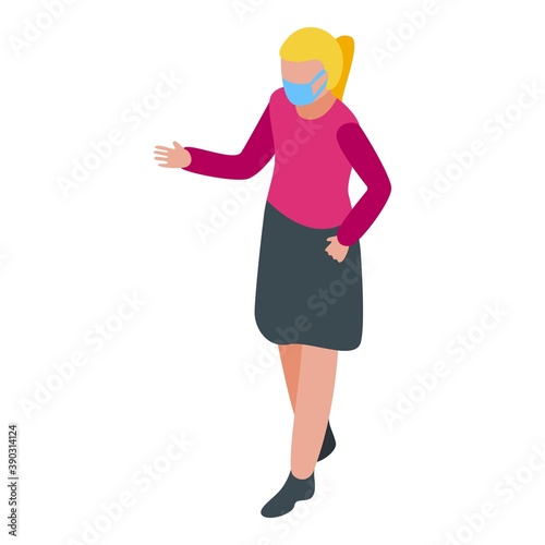 Young teacher in mask icon. Isometric of young teacher in mask vector icon for web design isolated on white background