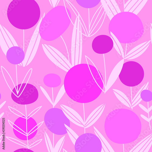 Pink flower pattern. Seamless vector print. Botanical illustration