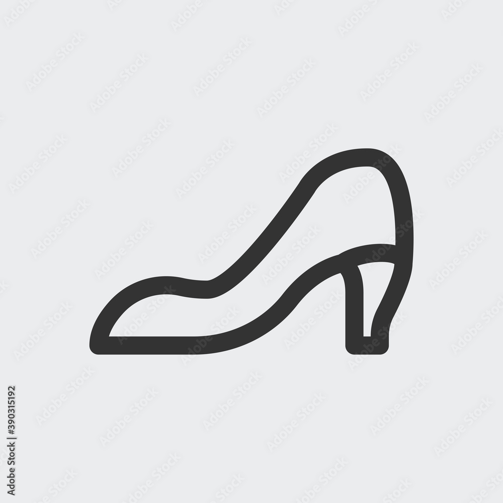 Shoe icon isolated on background. High-heel symbol modern, simple, vector, icon for website design, mobile app, ui. Vector Illustration Shoe icon isolated on background. High-heel symbol modern, simple, vector, icon for website design, mobile app, ui. Vector Illustration