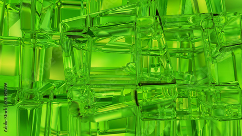 Green tiled mosaic background with copy space. 3D rendering