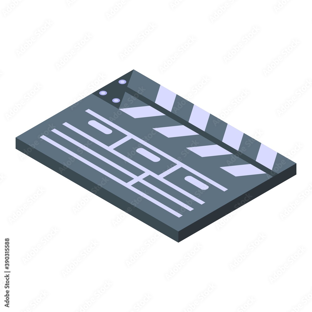 Cinema clapper icon. Isometric of cinema clapper vector icon for web design isolated on white background
