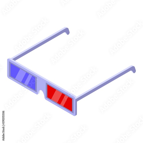 Cinema 3d glasses icon. Isometric of cinema 3d glasses vector icon for web design isolated on white background